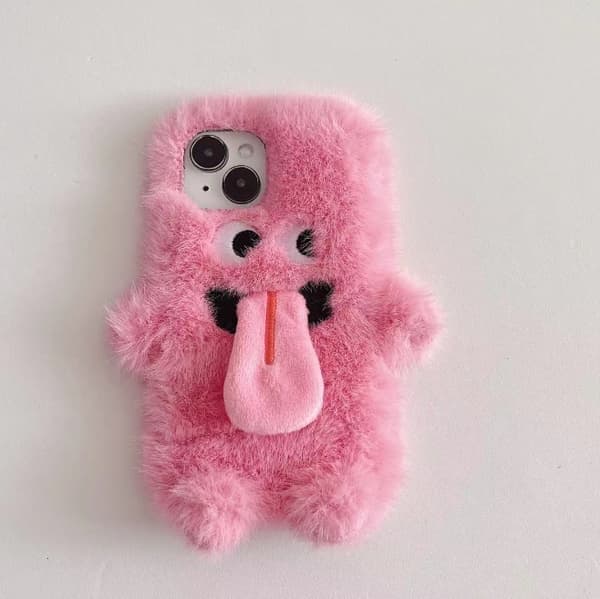 Läskigt monster silikonfodral med uttråkad tunga för iPhone 15, rosa, iPhone15 pink iPhone15