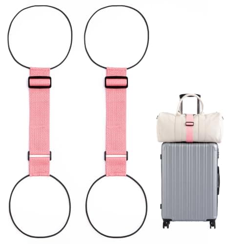 2-pack bagageremmar för resväskor, 25 färger, justerbar elastisk resväskrem med dubbel stabilitetsdesign, handsfree Pink