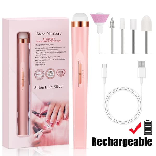 Elektrisk nagelfil - Elektrisk fil - 5-pack rosa