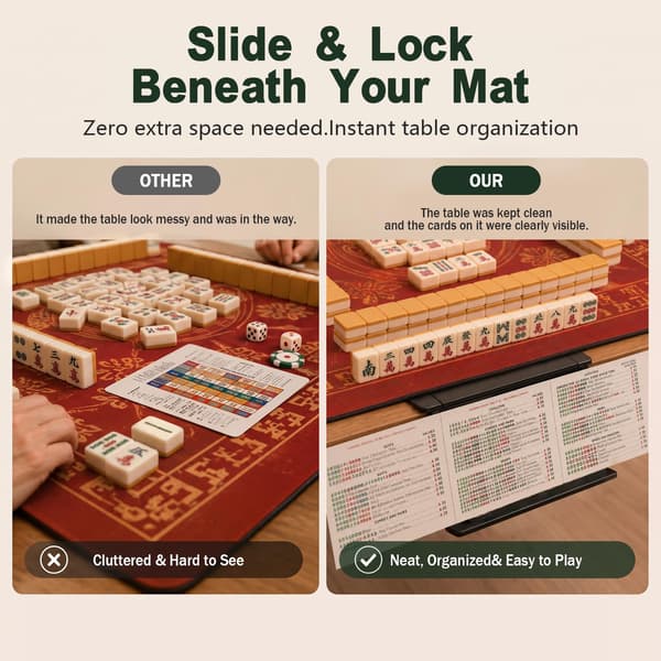 expgaze Mahjong kortholder til bord, under måtte, skyd ind, vinklet visningsstativ, foldbart 3D-printet pladsbesparende tilbehør til amerikansk A - 01