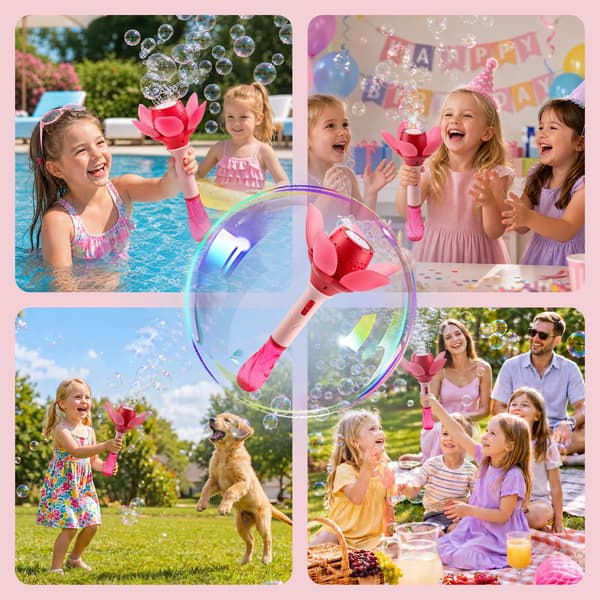 Kiditos Boblestav for barn, Blomsterboblemaskin med LED-lys