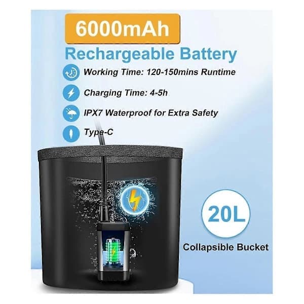Genopladelig bærbar campingbruser, 6000mAh batteri