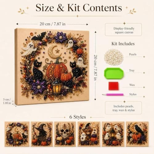 Halloween Ghost Pearl Art DIY Kit, Spooky Cute 3D Halloween Pearl Art (#E) #E