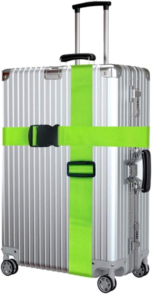 Kraftiga bagageremmar för resväskor, packremmar, resetillbehör, justerbar väskrem, 2-pack grön Green