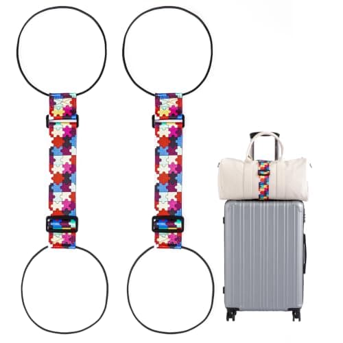 2-pack bagageremmar för resväskor, 25 färger, justerbar elastisk resväskrem med dubbel stabilitetsdesign, handsfree jigsaw