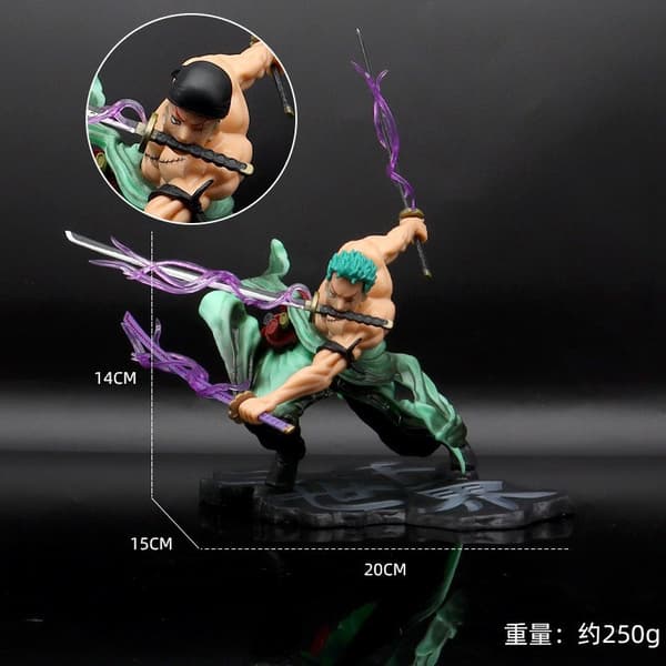 One Piece Roronoa Zoro Tre-sværdstil Figur Samlet Anime Model Skrivebordsornament Rooftop Zoro