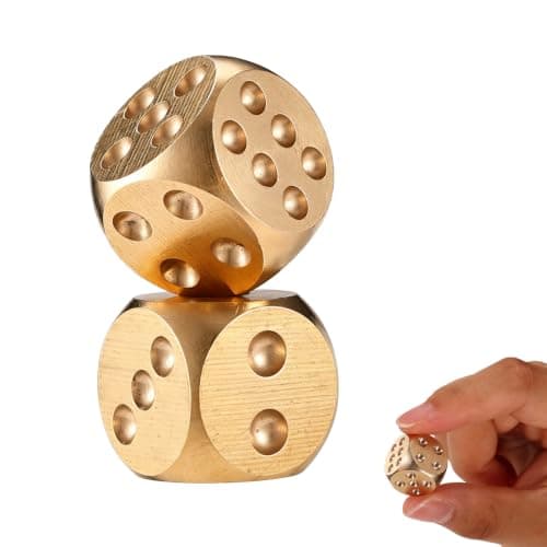 2 stk messingterninger, 1,5 cm/0,59 tommer vintage solide mahjongterninger