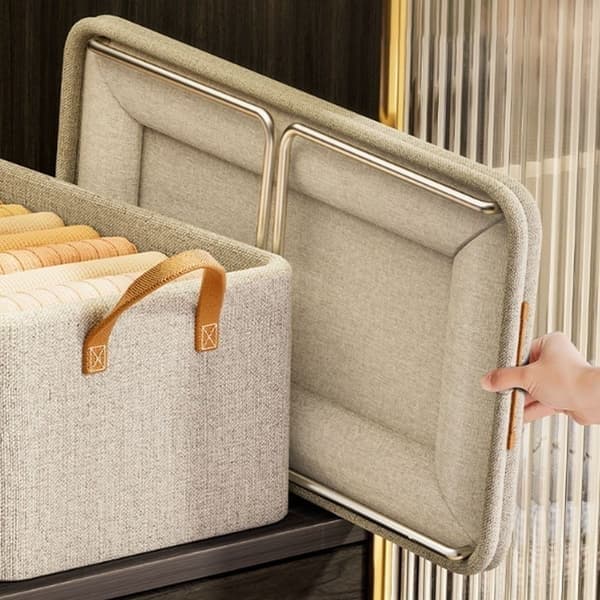 Förvaringslåda för kläder, täcken, behåar, beige EXTRA, beige, extra stor beige extra large-extra large
