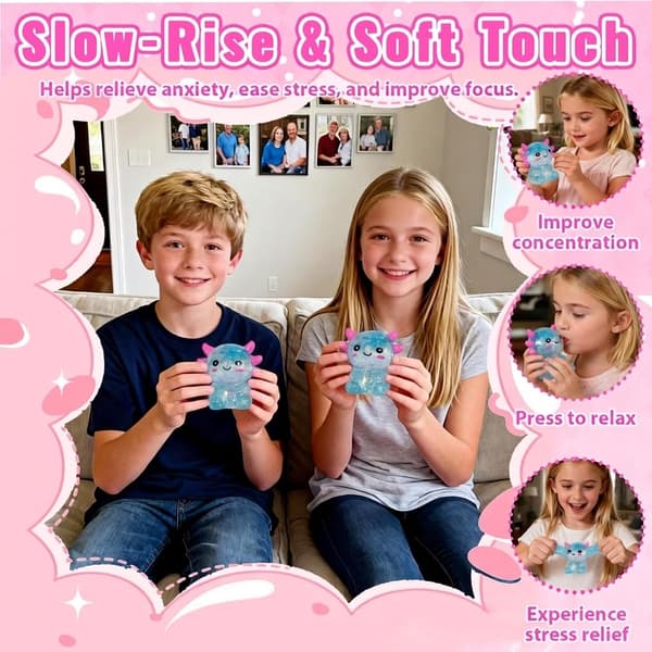 9 cm Blå Glitter Siddende Axolotl Squishy Langsomt Stigende Blue Sitting Style