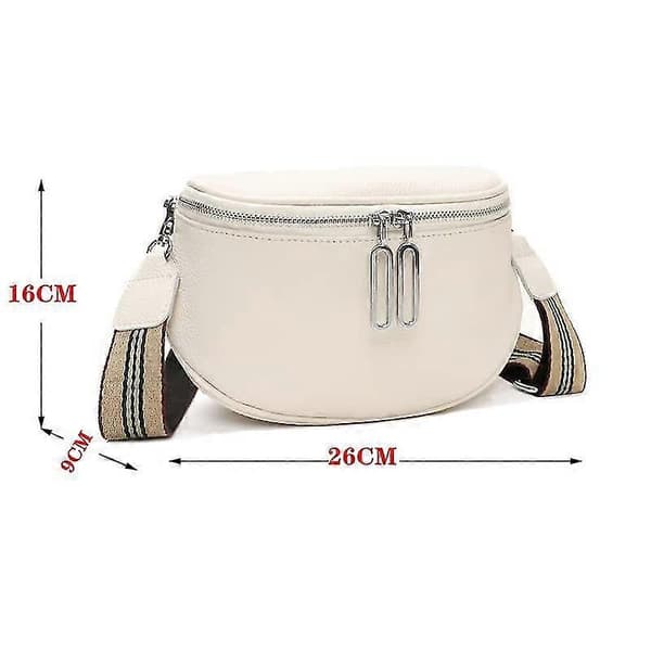 Liten axelväska Dam Läder Moderna Väskor Med Bred Axelrem Crossbody Väska Midjeväskor -vit