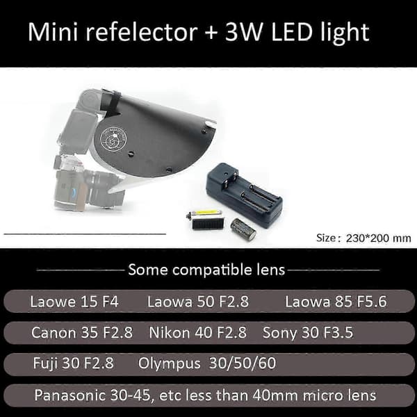 Makro Diffusor Reflektor Mjukt Ljusskydd för Sony 90mm & Nikon 108mm Objektiv Mini Reflector Set