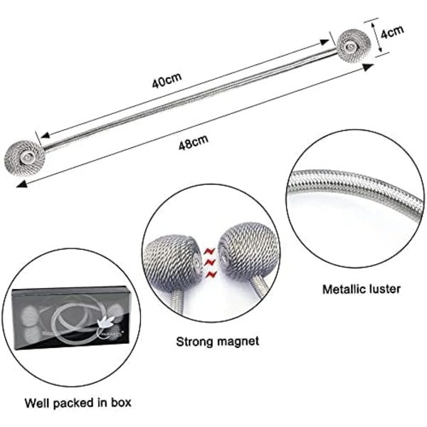 Gardinklämmor med magnetband (2-pack) grå grey