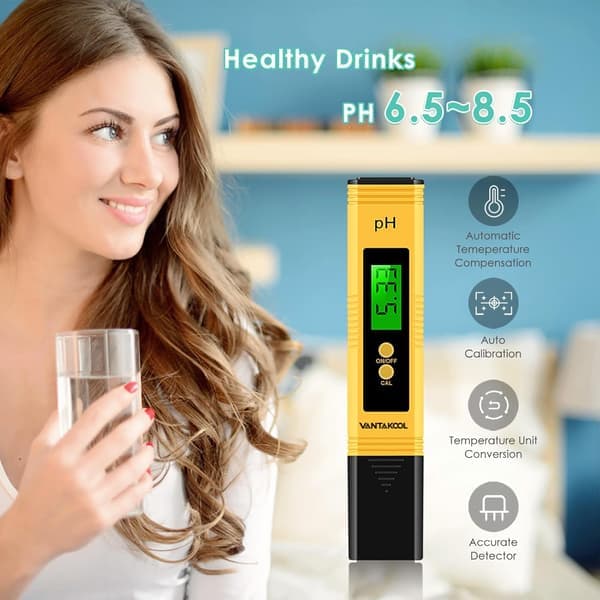 PH-mätare Digital Vatten PH-mätare 0.01 Hög Noggrannhet PH-testare med 0-14 PH Mätområde för Hydroponik, Hushållsdricksvatten