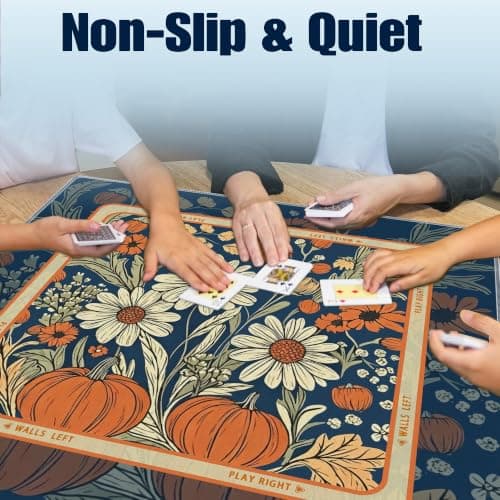 Marineblå høstblomstret Mahjong-matte til bord 31,5\"x 31,5\" Navy Blue