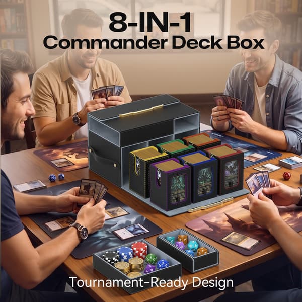 FOXHIVE MTG Commander Deck Box, 6-modulær kortstokkholder med 2 terningbrett Multicolour