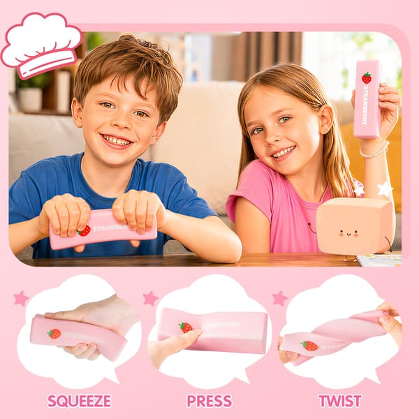 3-pack smör-squishy långsamt stigande klämleksaker, sensoriska fidget-leksaker Butter Stick Pink-3p