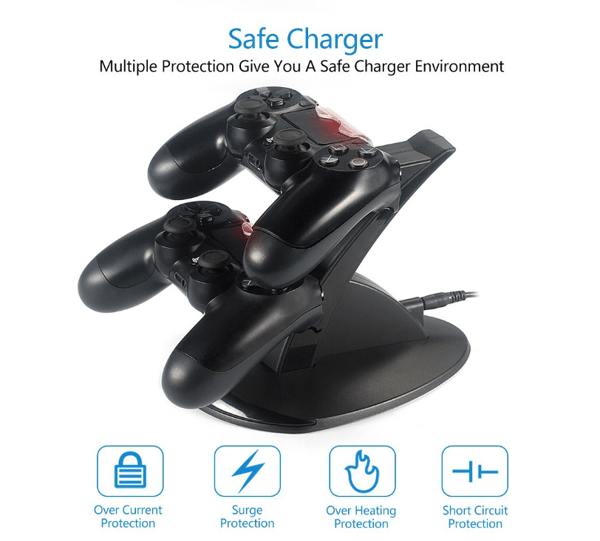 Lämplig för Ps4, Ps4 Slim, Pro Game Controller Laddare Trådlös Controller Blått Ljus Flygplan Dubbel Laddningsförvaringsfäste Laddare