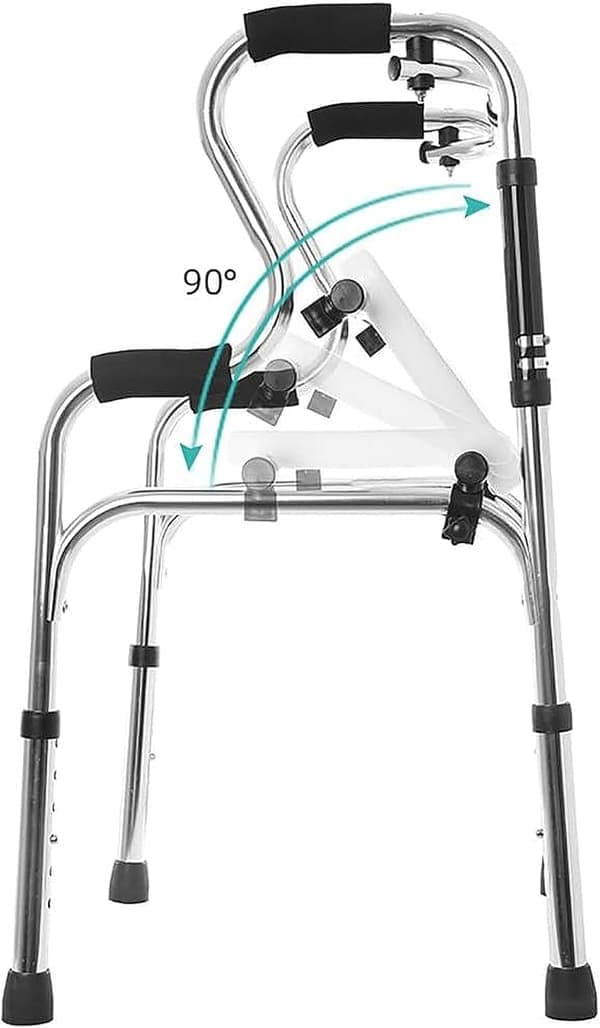 Hanured Eldre Rollator Sammenleggbare Gårammer og 2-hjuls Rollatorer Høydejusterbar Aluminiumslegering Gåramme Skinnputer