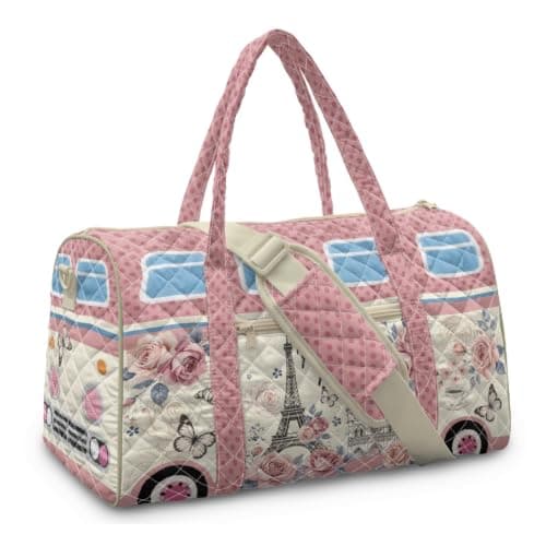 Hippie Van Quiltet Duffle Bag, Pink Duffle Bag til Rejser Pink