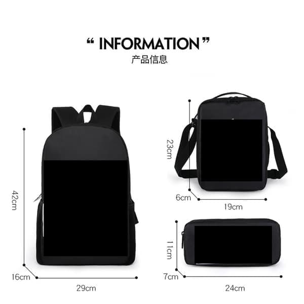 3-pak fodboldstjerne Lionel Messi rygsæk studerende skoletaske C rygsæk C C backpack