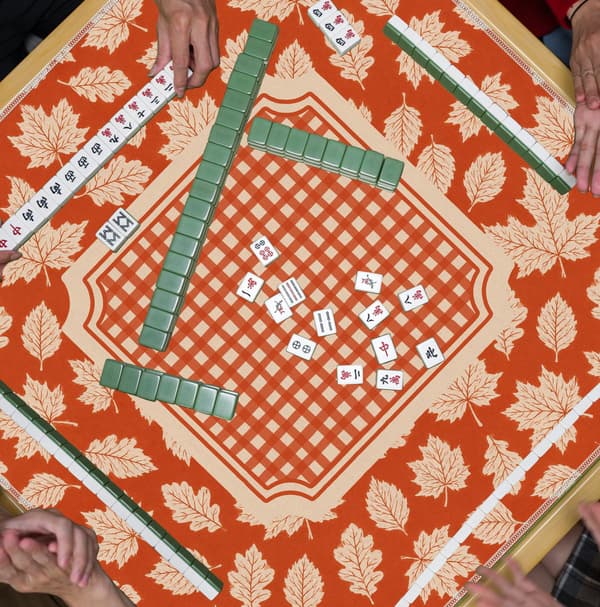 Oransje Boho Høst Lønnblad Mahjongmatte 31,5\" x 31,5\" Pink Skull