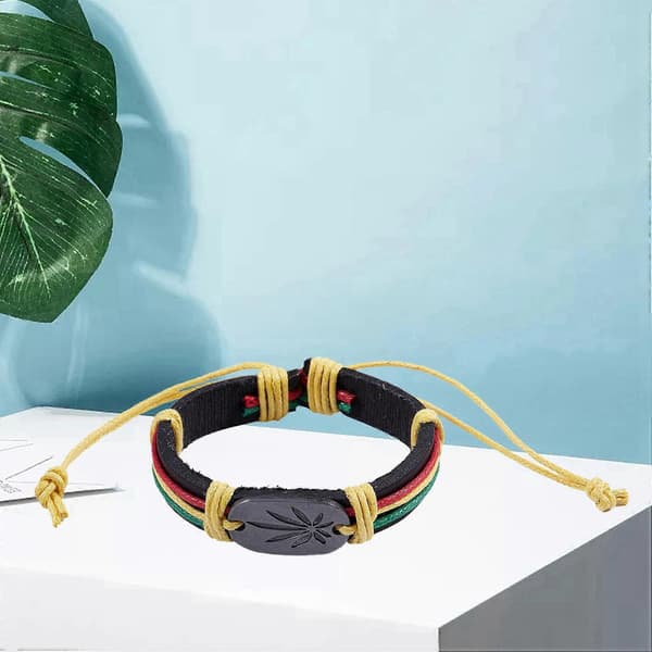 6X Rasta Jamaica Reggae nahkarannekoru