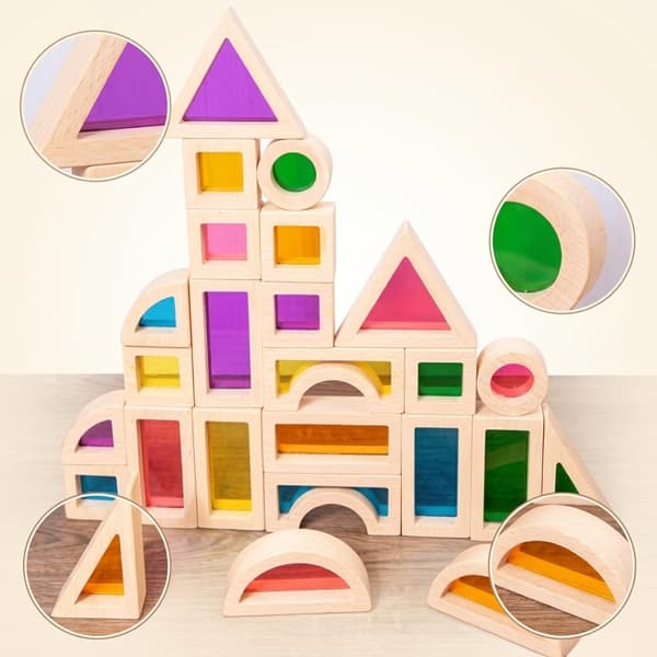 Stableleker i tre 25-pc Acrylic Rainbow Blocks