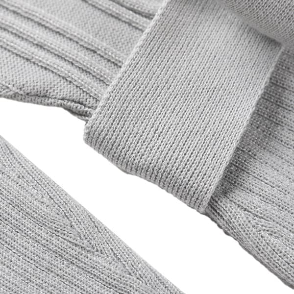 Damtröja med rund hals, stickad klänning, långärmad midiklänning med bälte, grå, storlek M grey M