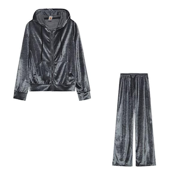 Juicy Couture Fløjls Træningsdragt til Kvinder Todelt Grå XL Grå, Grå, Størrelse XL grey XL