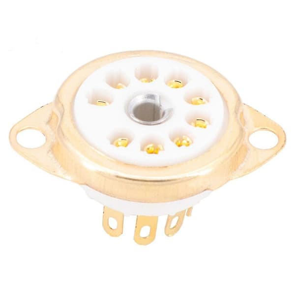 10 stk. Keramisk B9a Gullbelagt 9-pinners Vakuumrør Sokkel Panel Chassis Mount For Ecc81 Ecc82 Ecc83 El8