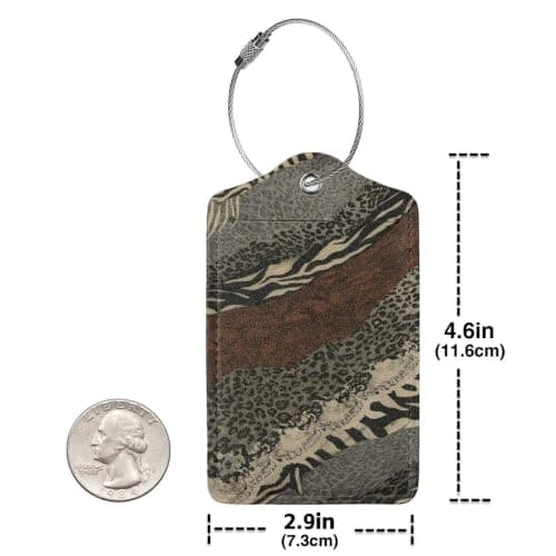 2-pakning PU-skinn bagasjemerker for kofferter - Grå leopard abstrakt Grey Leopard Print Abstract