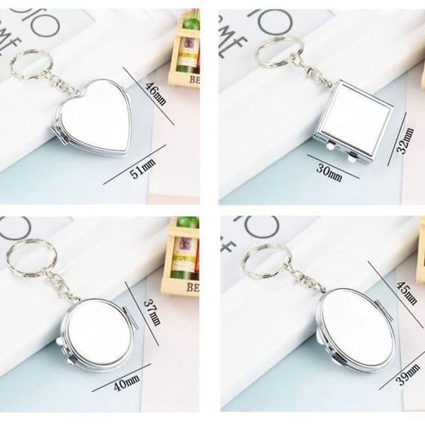 Sminkespeil i metall, lite rundt speil, avrundet Rounded Rounded
