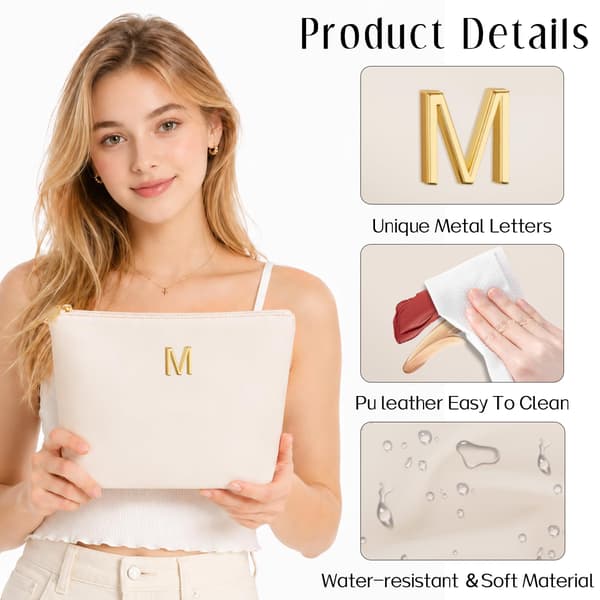 Kvindegaver Piger Initial Makeuptaske Kosmetisk Rejsetoilettaske Beige M