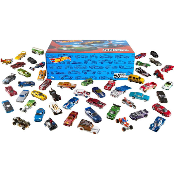 Hot Wheels Leksaksbilar och Lastbilar, 50-pack med Fordon i Skala 1:64 ...