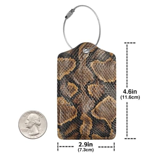 2-pack bagagebrickor i PU-läder för resväskor - Ormskinnstryck Snake Print