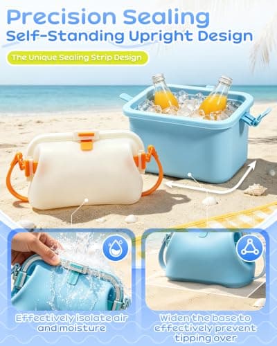 Silikon strandveske med stropp, vanntett flytende tote White Medium