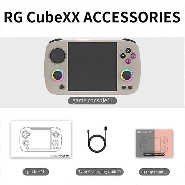 RG CubeXX Retro Handhållen Spelkonsol, 32GB, RGB Joystick, Stöder WiFi & Bluetooth Gray