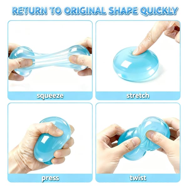 Kokosolja Squishy, 4-pack Stressbollar, Tysta Fidgetleksaker 4 Balls-2 Clear+2 Aurora