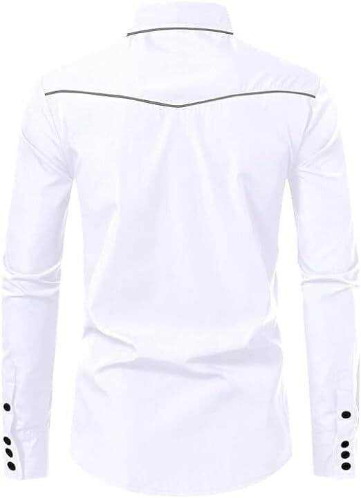 Herrskjorta med knappar, lång ärm, broderad, vit 1, storlek M White 1 M