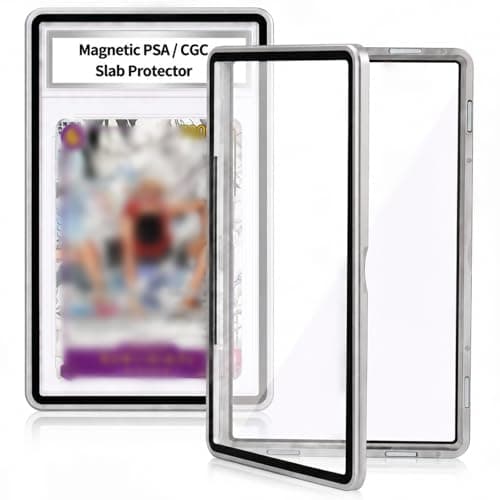 Magnetisk PSA CGC Aluminium Slab Protector, UV-glas, 9-punktslås, Silver Silver