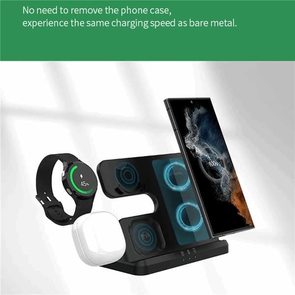 3-i-1 Trådløs Oplader Samsung Galaxy - Buds - Watch Sort 15W