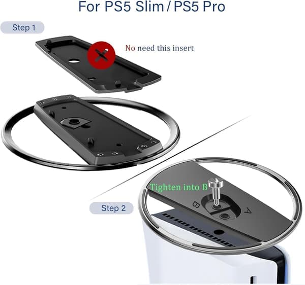 Universalt vertikalt stativ for PS5/PS5 Slim/PS5 Pro, sklisikker base, plassbesparende, tippebeskyttelse, tau-beskyttelse