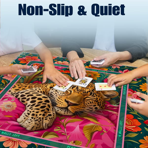 Maksimalistisk lyserød blomstret leopard Mahjong måtte til bord 31,5\"x 31,5\" Floral Leopard