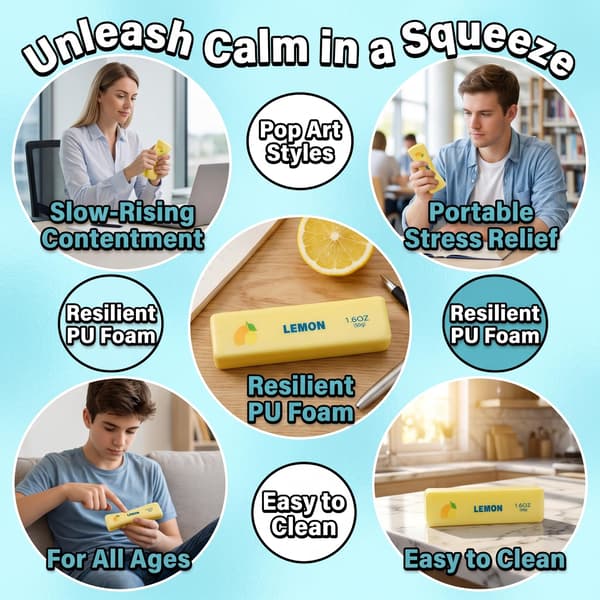 Smör Squishy-Mjuk PU-skum Långsamt stigande stressavlastningsleksak, 1 st Lemon Pattern