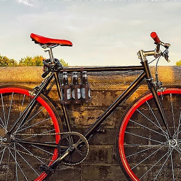 Flaskhållare i läder för öl, cykel, utomhuscykling