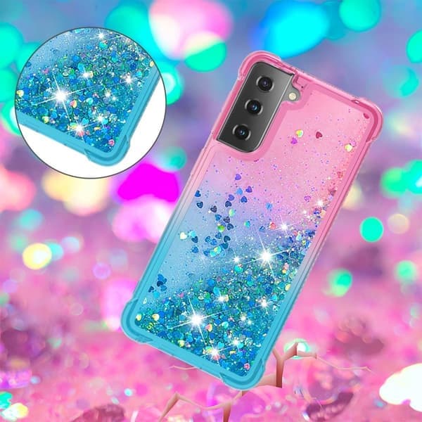Samsung Galaxy S21 - Stötsäkert Quicksand-fodral - Rosa/blå Blå Blå