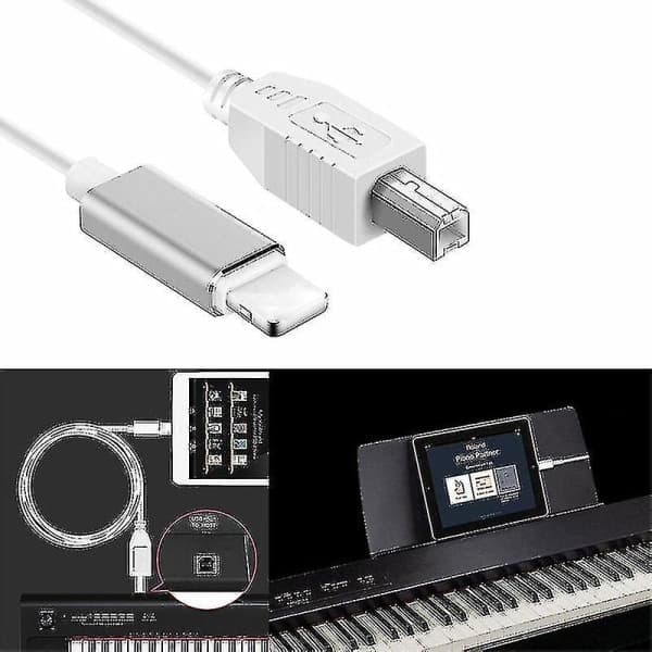 Lightning til Type-B Midi Keyboard-omformer USB 2.0-kabel for iPhone 7 8 X iPad