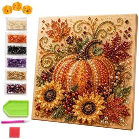 Høstperlemalesett med ramme, DIY høstinteriør (#B) #B