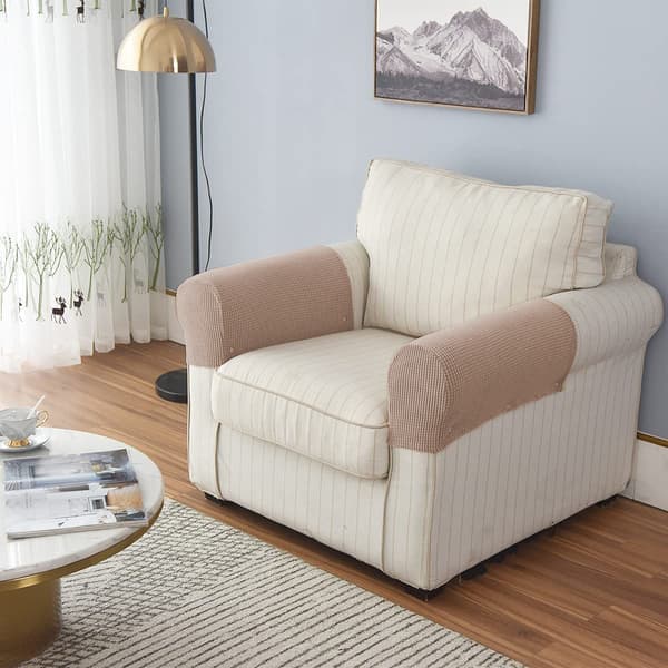 2-delt elastisk sofatrekk, mykt og elastisk, egnet for stoler, sofaer, armlener, hvilestoler, ekstra stor størrelse (75 - 82 cm lang) - Khaki