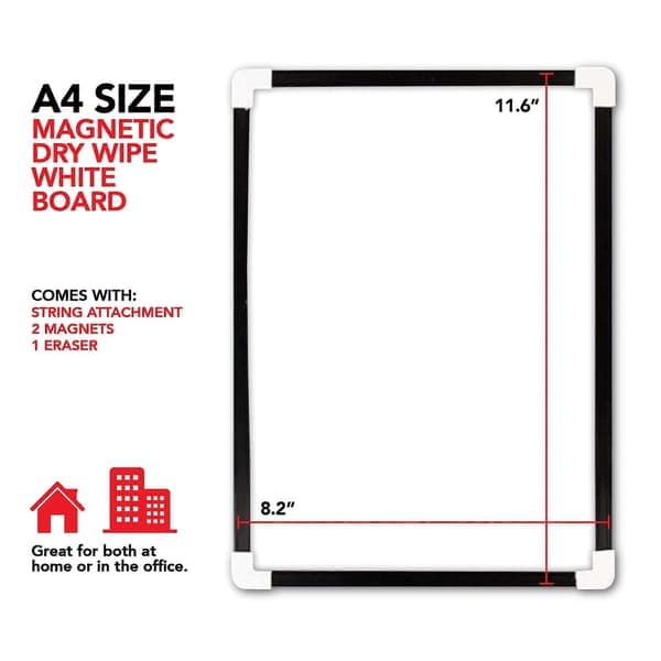 A4 Magnetisk Whiteboard til Tør Sletning Mini Kontor Opslagstavle Memo Whiteboard og Viskelæder